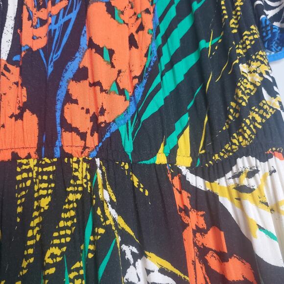 Flying Tomato Colorful Tropical Off Shoulder Maxi Dress High Low Flowy Small - Picture 10 of 11